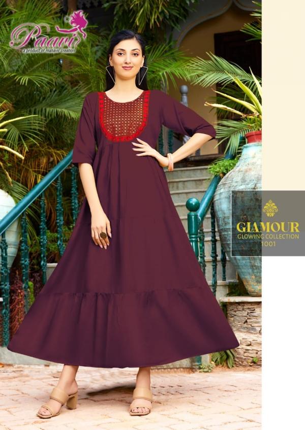 Paavi Rinaz Vol 2rayon Designer Long Anarkali Kurti Collection